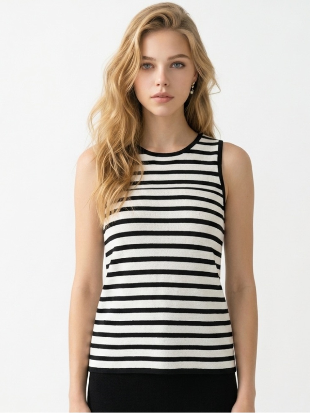 Lafayette 148 New York 1X Women’s Black & White Striped Sleeveless cotton linen